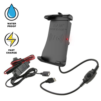RAM-HOL-UN14WB-V7M-1:RAM-HOL-UN14WB-V7M-1_1:RAM Quick-Grip™ 15W Waterproof Wireless Charging Holder with Charger