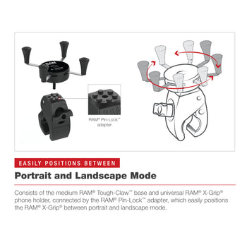 RAM-HOL-UN7-404-2U:RAM-HOL-UN7-404-2U_5:RAM X-Grip Phone Mount with Low-Profile Medium Tough-Claw™
