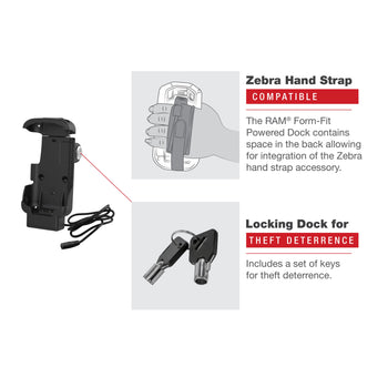 RAM-HOL-ZE17L-1U:RAM-HOL-ZE17L-1U_5:RAM Key-Locking Form-Fit Powered Dock for Zebra TC73 & TC78