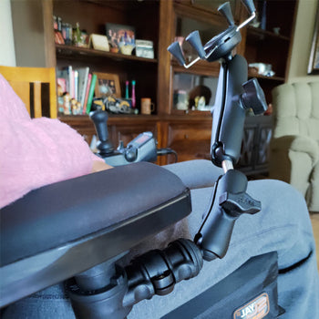 RAP-AAPR-WCT-419-UN7U:RAP-AAPR-WCT-419-UN7U_5:RAM Phone Mount for Wheelchair Armrests with Quick Release & Swivel