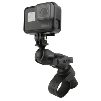 RAP-B-460-A-GOP1U:RAP-B-460-A-GOP1U_1:RAM Tough-Strap™ Double Ball Mount with Universal Action Camera Adapter