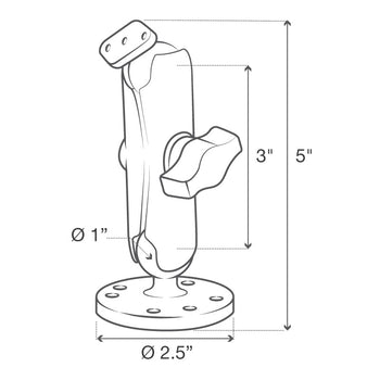 RAM-B-138U:RAM-B-138U_9:RAM Double Ball Drill-Down Mount with Diamond Plate - Medium