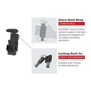 RAM-HOL-ZE17L-NP-1U:RAM-HOL-ZE17L-NP-1U_5:RAM Key-Locking Form-Fit Holder for Zebra TC73 & TC78